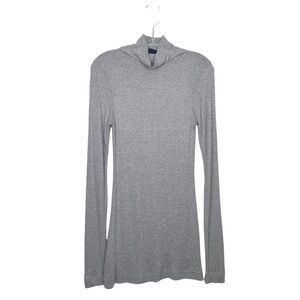 Heather By Bordeaux Gray Ribbed Funnel Neck Top, Medium